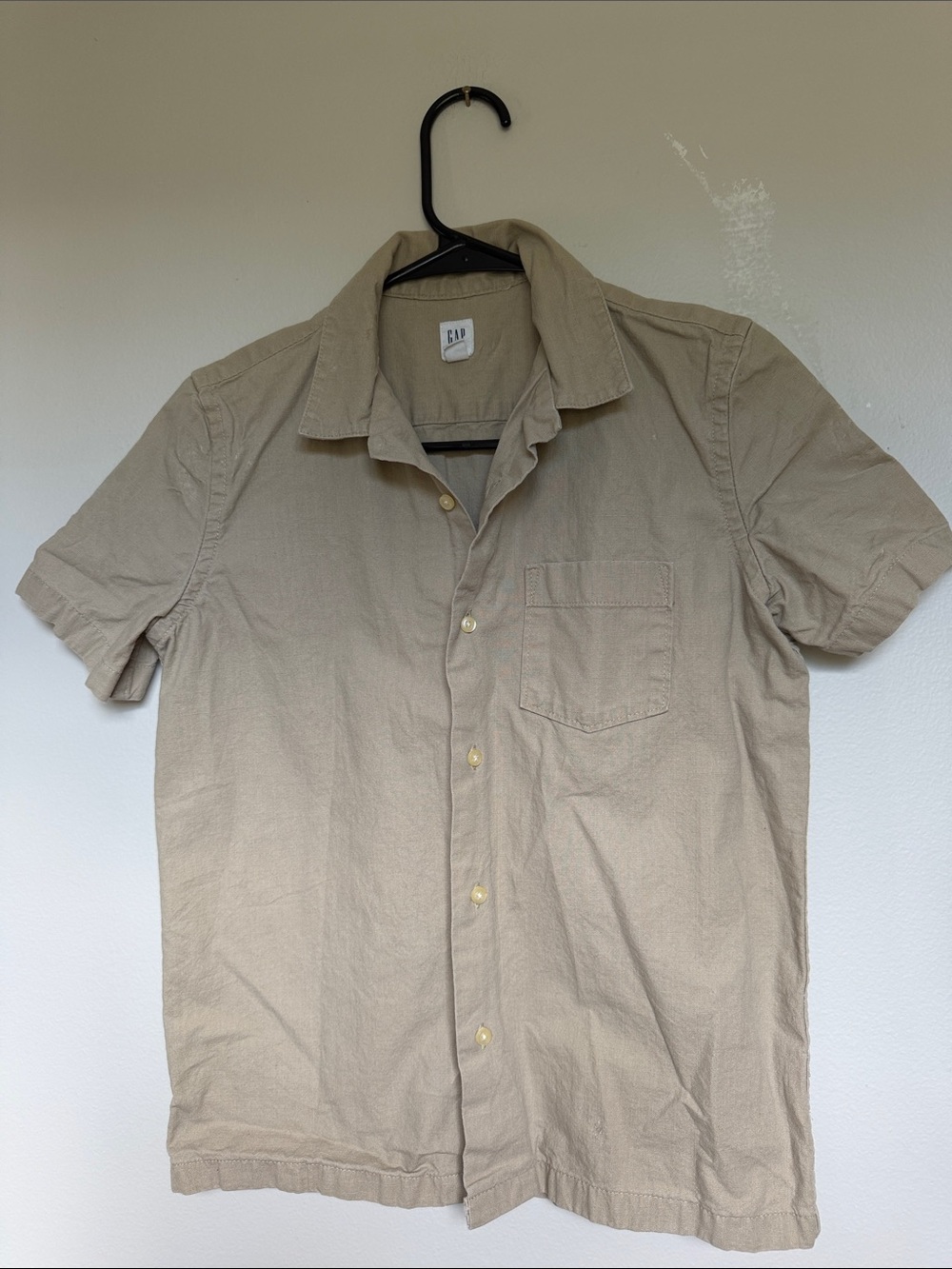 GAP Boys Short-Sleeve Linen Button-Down Shirt in Tan